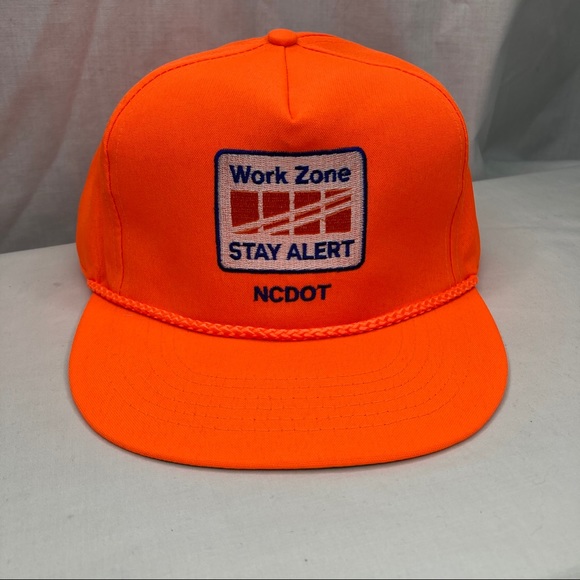 Work Zone Orange Stay Alert NCDOT Trucker Hat Cap - Picture 6 of 9